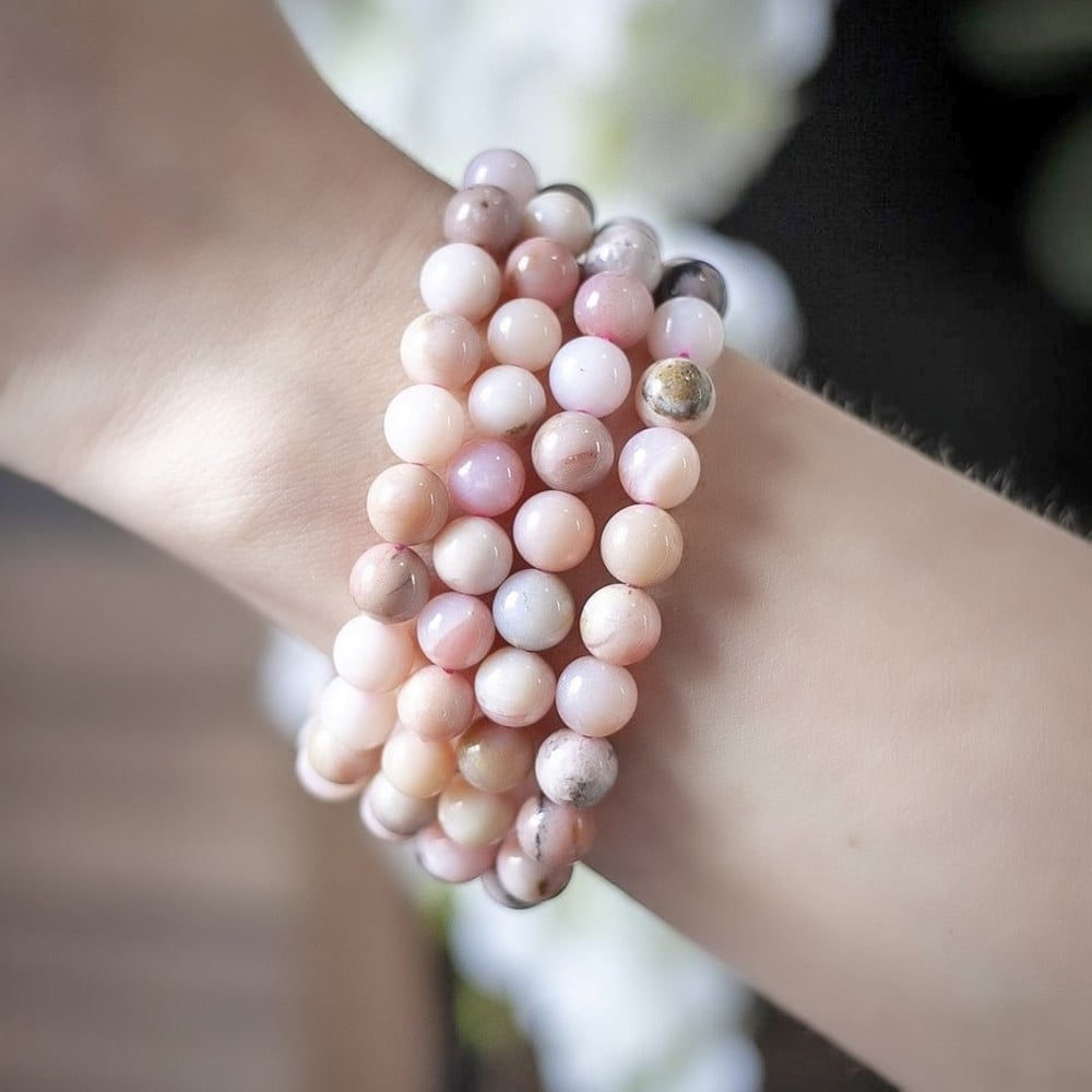 Pink Opal Gemstone Stretchable Bracelet 