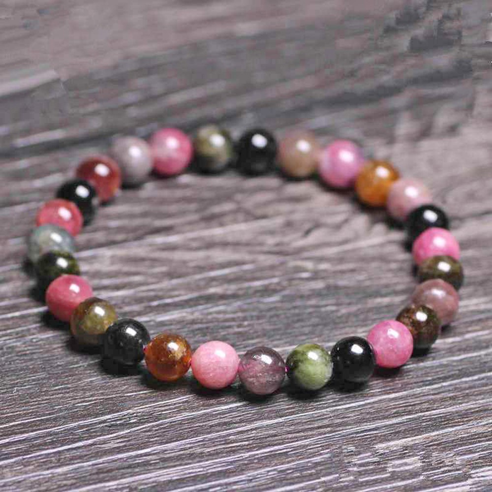 Multicolor Tourmaline Beads Stretchable Bracelet 