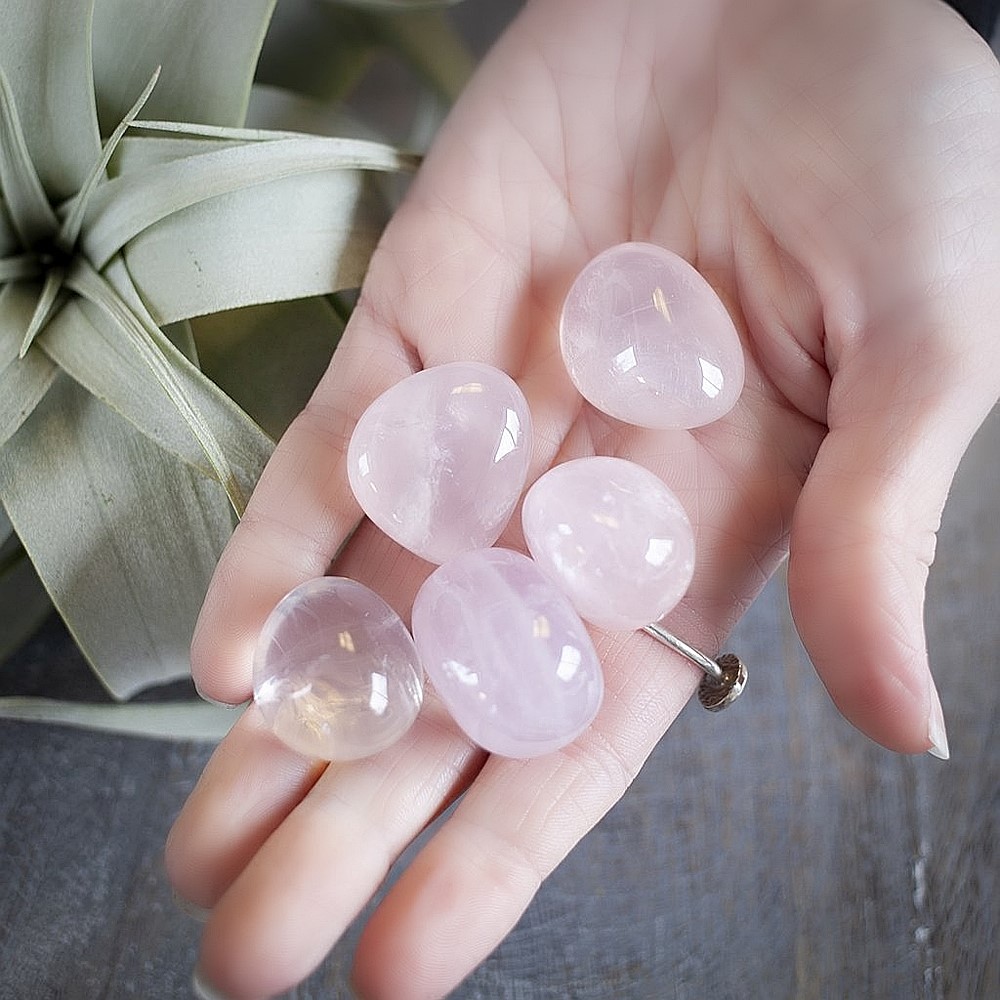 Natural Rose Quartz Tumble Healing Crystals (6 Pcs)