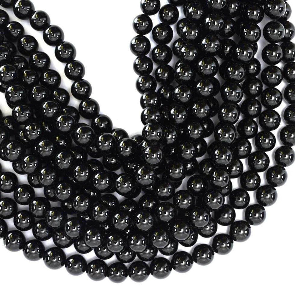 Black Tourmaline AAA Quality Beads String - 14 Inch