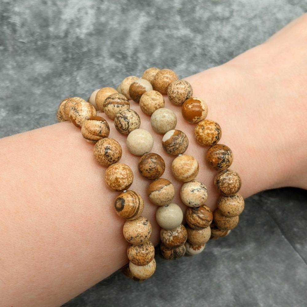 Picture Jasper Beads Stretchable Bracelet 