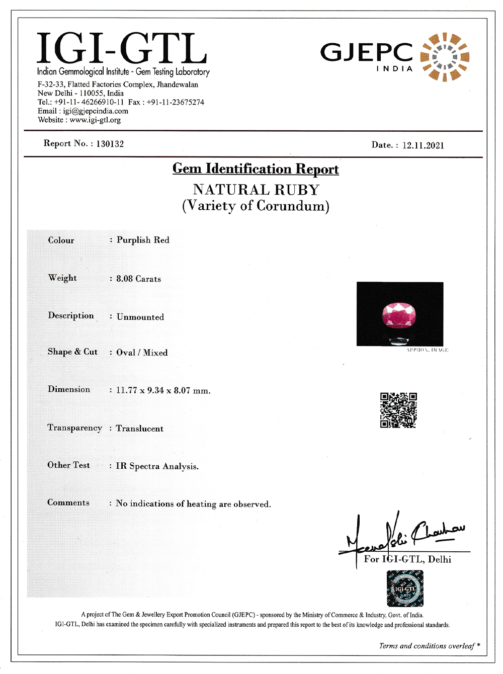 Certified Natural African Ruby - 8.08 Carat (9.00 Ratti)