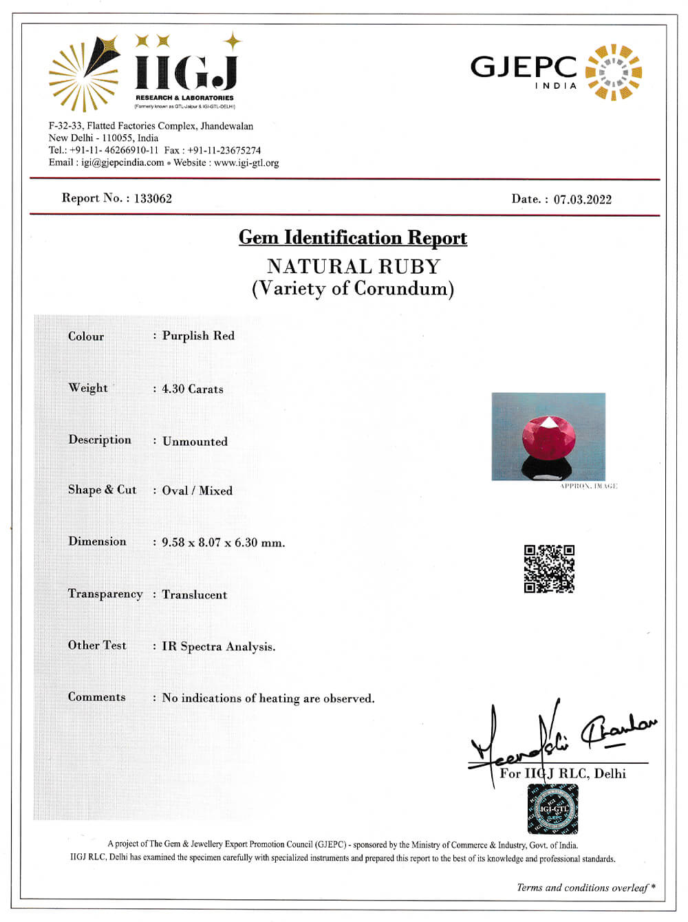 Ruby Burmese - 4.30 Carat (4.70 Ratti)