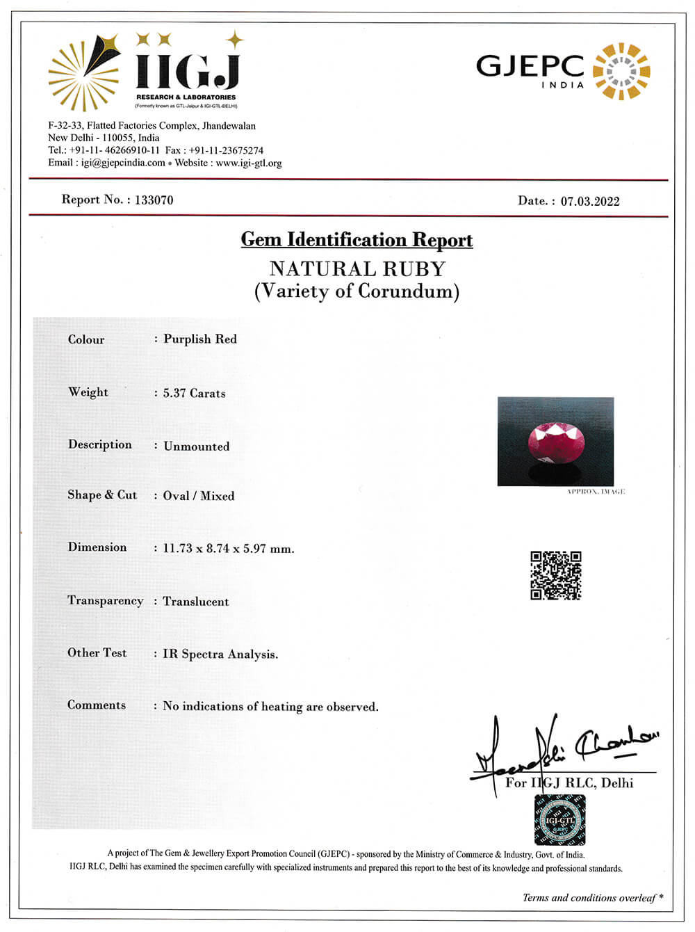 Ruby Mozambique - 5.37 Carat (6.00 Ratti)