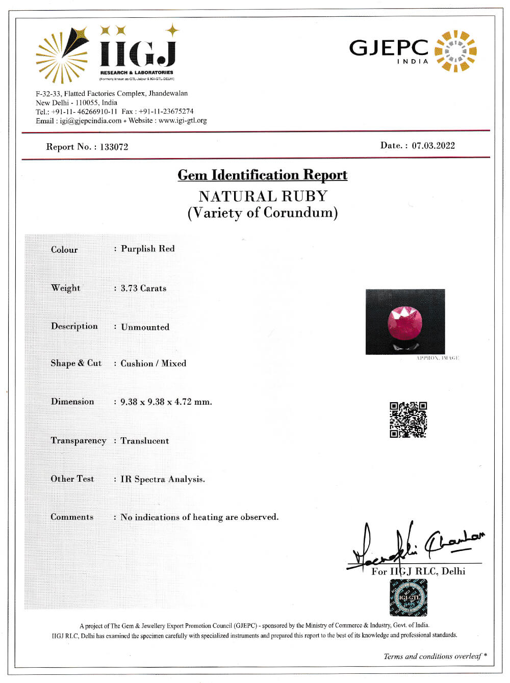 Ruby Burmese - 3.73 Carat (4.15 Ratti)