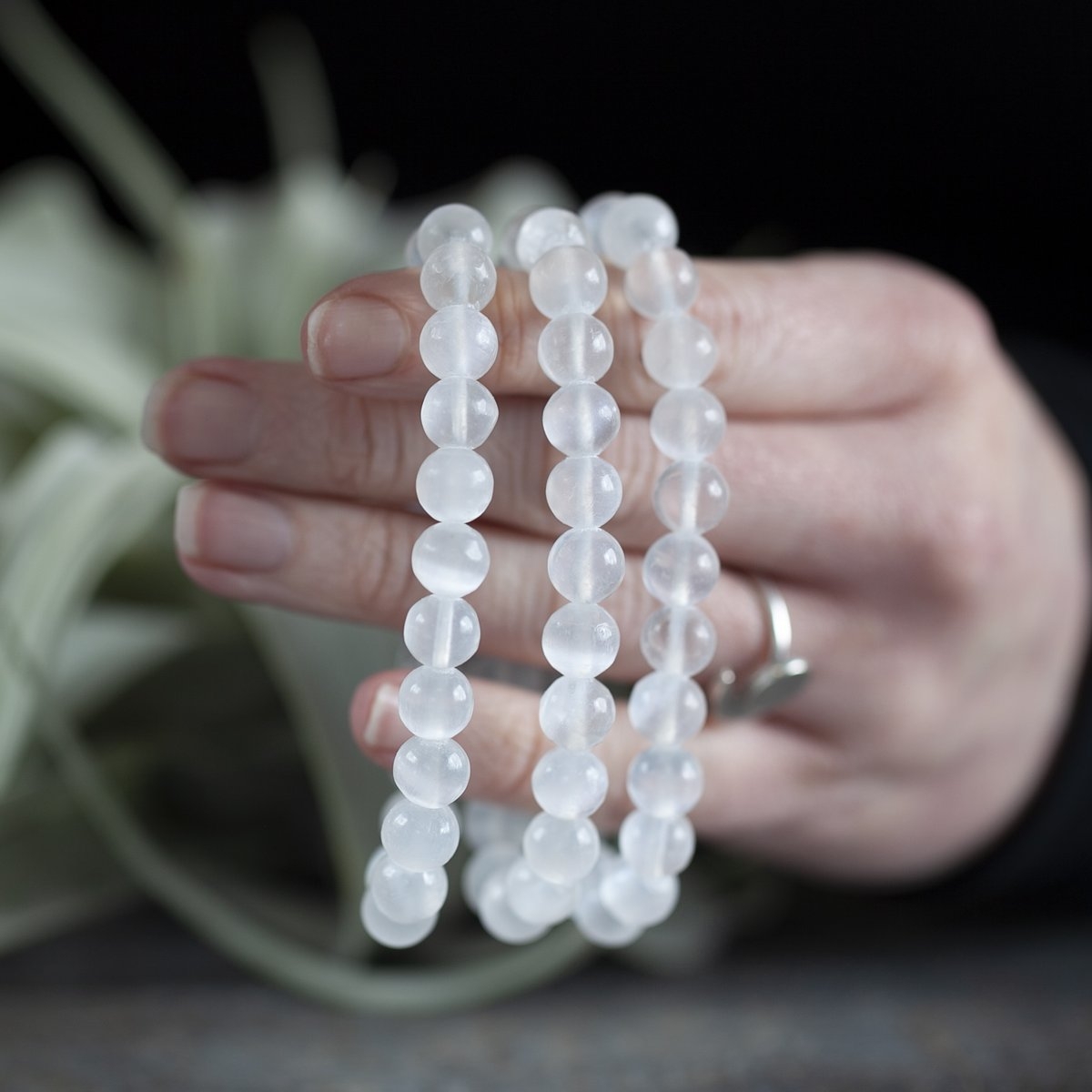 Selenite Beads Stretchable Bracelet 