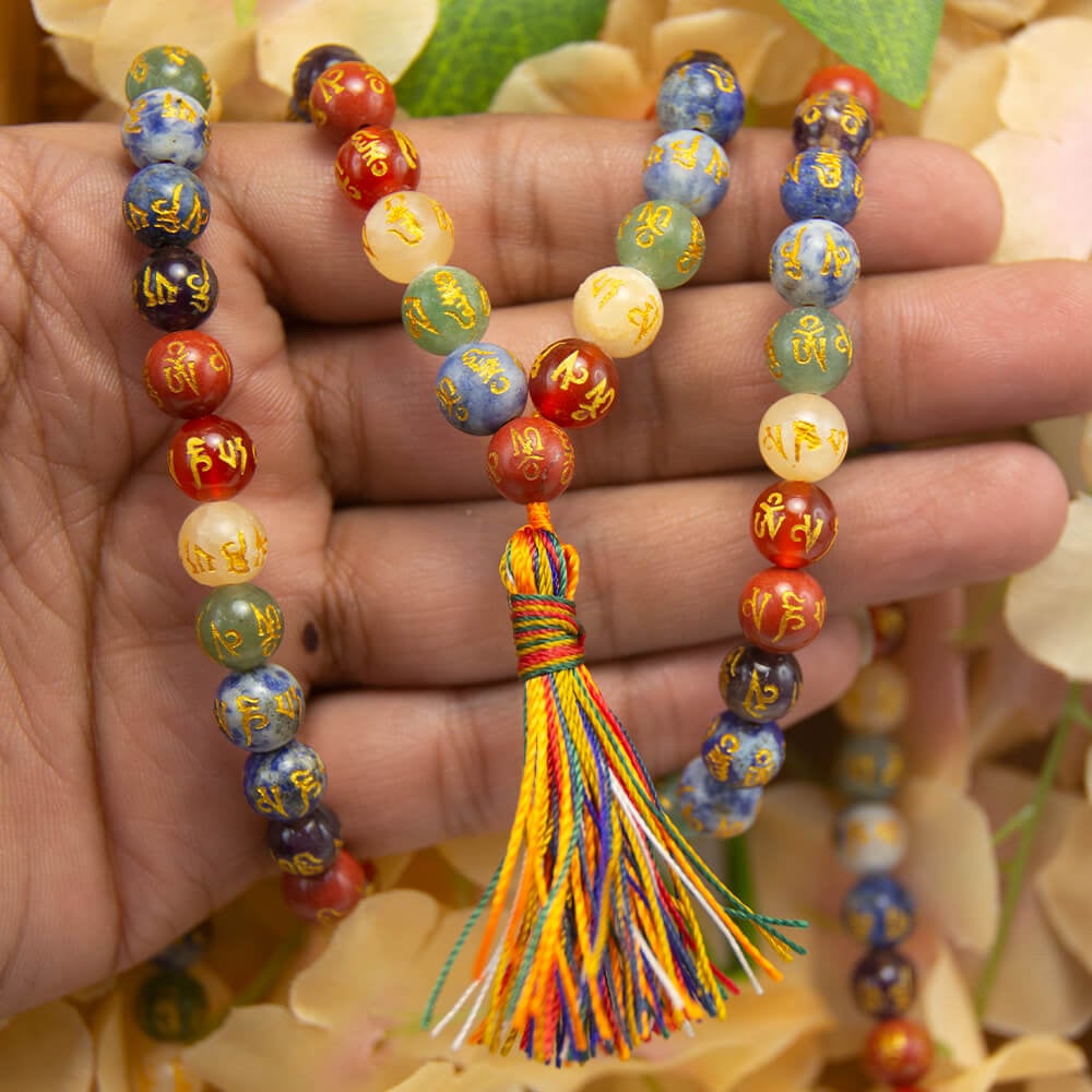 Chakra Beads with Buddhist Mantra Mala 
