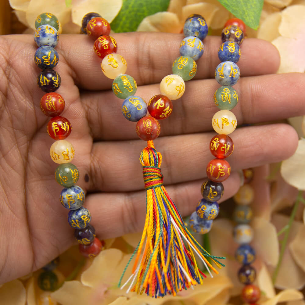 7 Chakra Natural Stone Mala Beads  Chakra Healing Stones