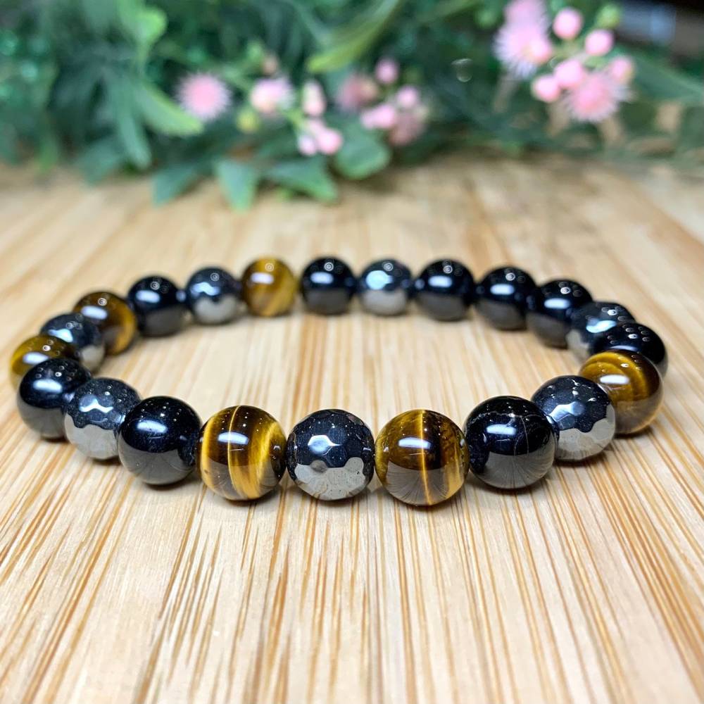 Tiger Eye, Tourmaline & Hematite Bracelet