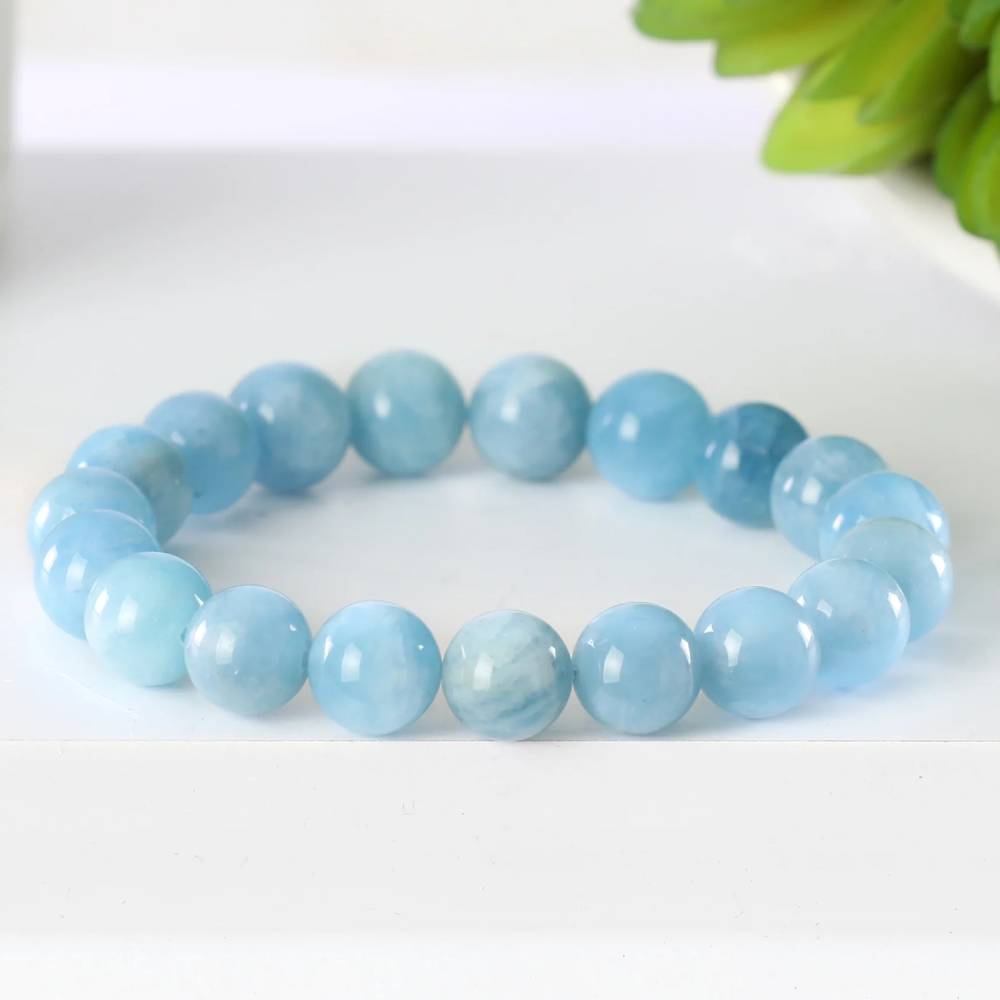 8mm Aquamarine & 925 Silver Bracelets - Throat Chakra Healing Crystal  Bracelets - Minimalist Jewelry – mAgnetico INT