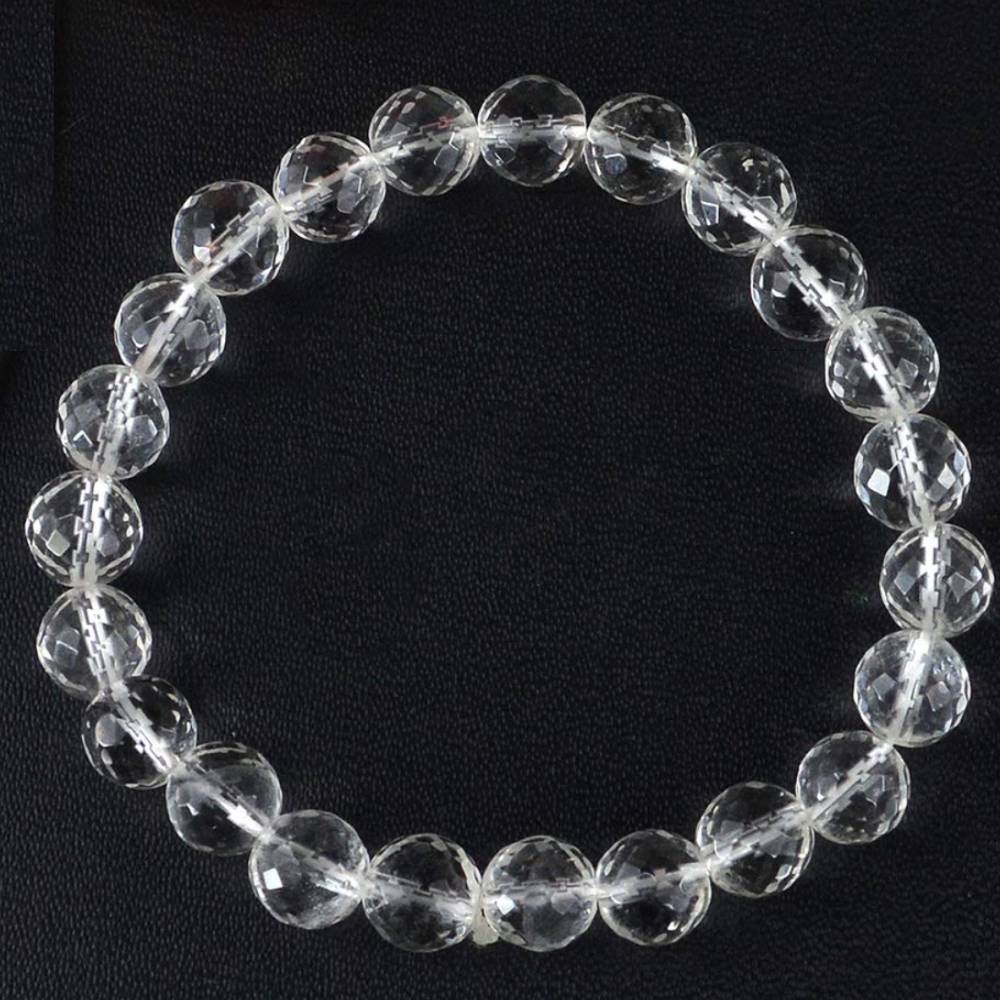 Clear Quartz 6mm Beads Bracelet with Om Mantra