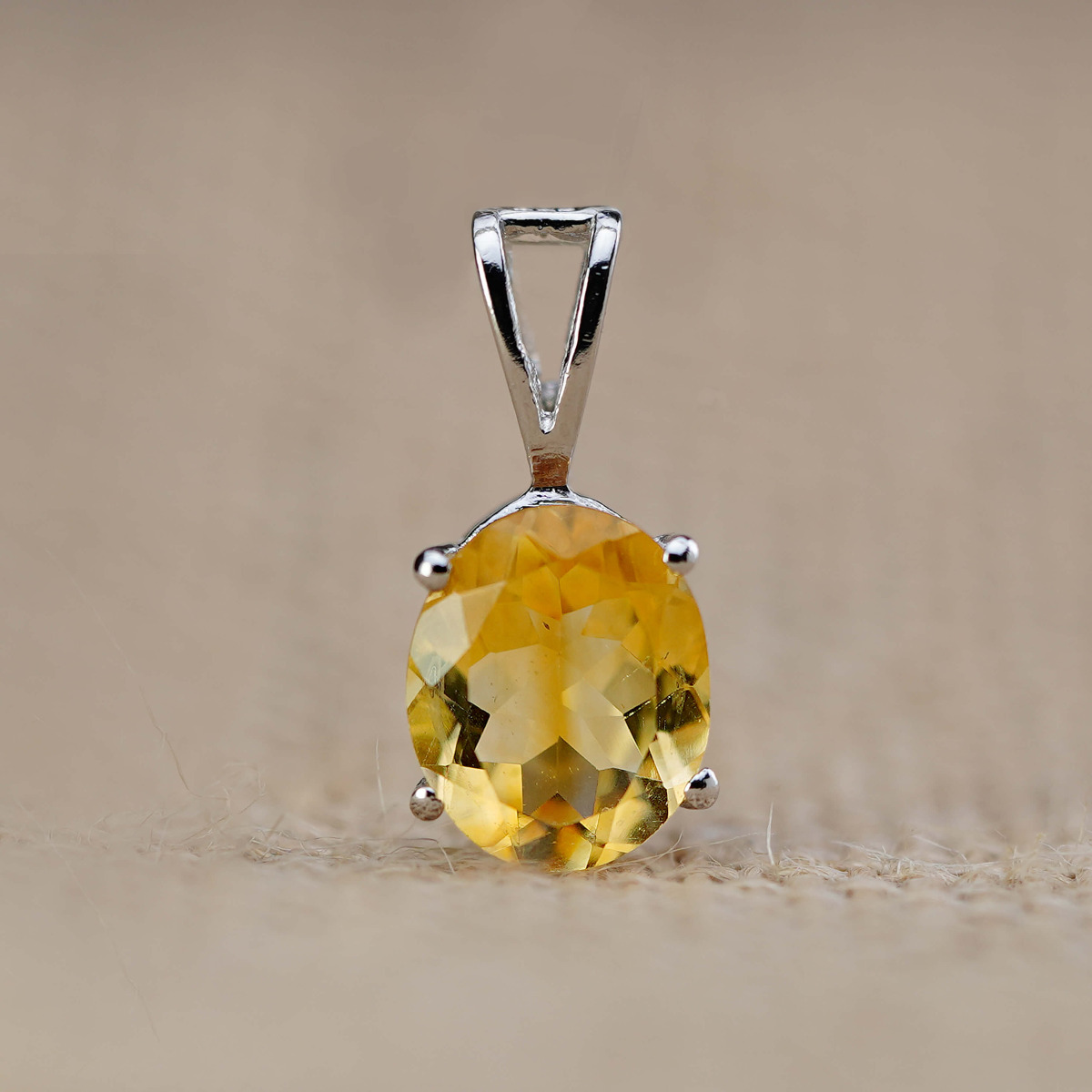 Natural Citrine Silver Pendant